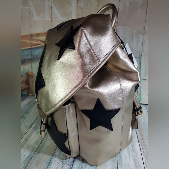 Kendell and Kyle Backpack Gold & Black Stars Backpack NWT - Picture 3 of 16
